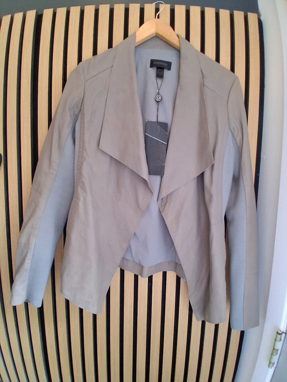 Leather Danier Women's Light Taupe Draped Open-Front Blazer